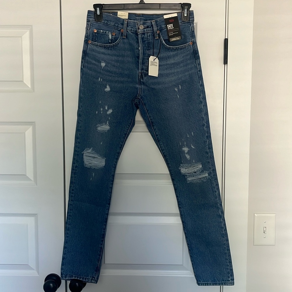 Levi’s, 27x30, Destructed Medium Indigo - Medium Wash